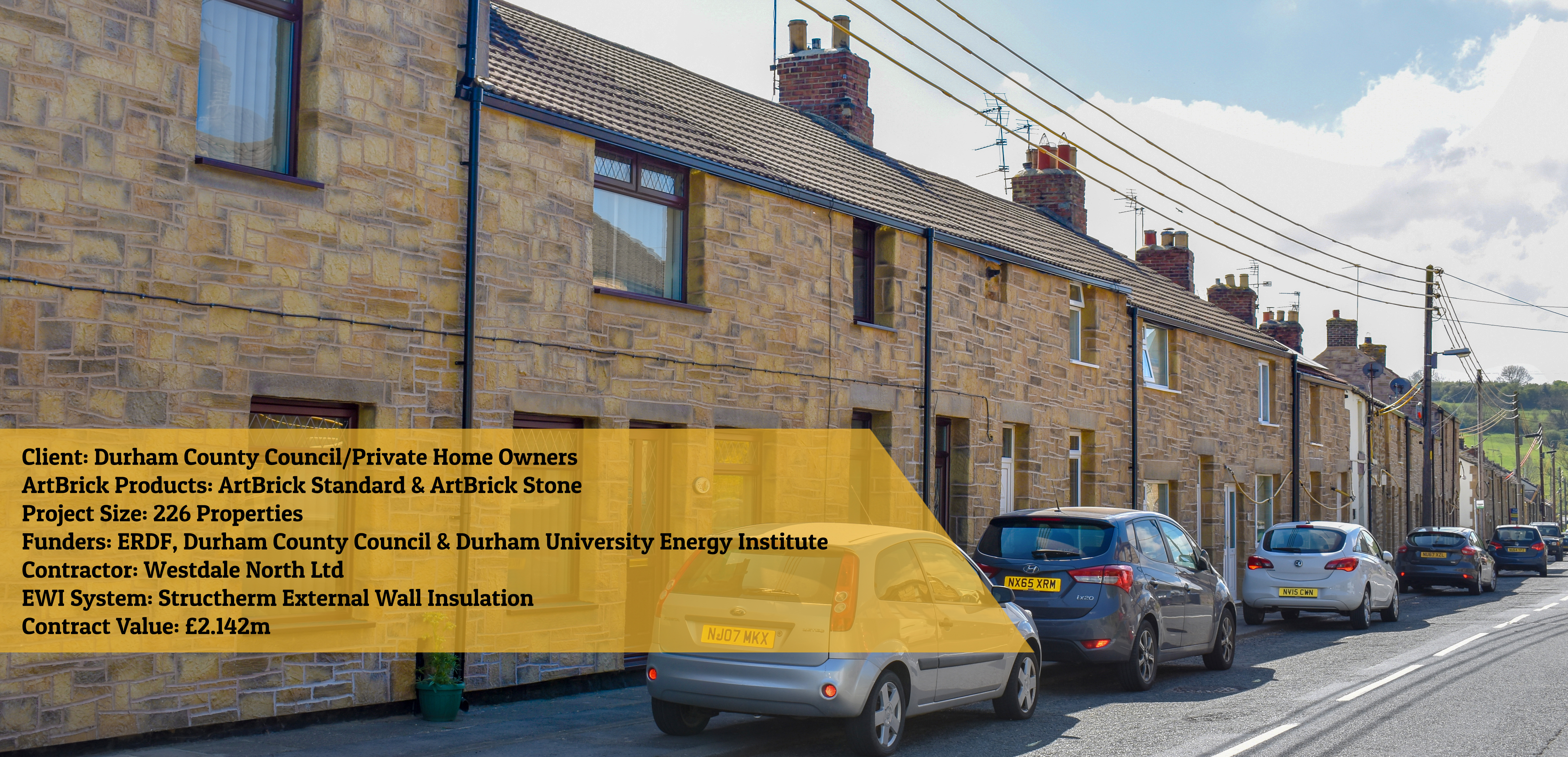 Revolutionary stone effect finish applied to 100+ houses in Durham.